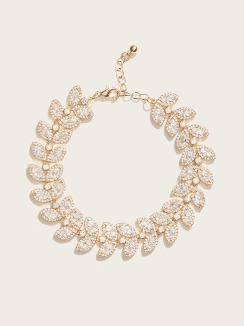 Guess Bracelet Feuille De Cristal Plaqué Ou 14 Carats Ou