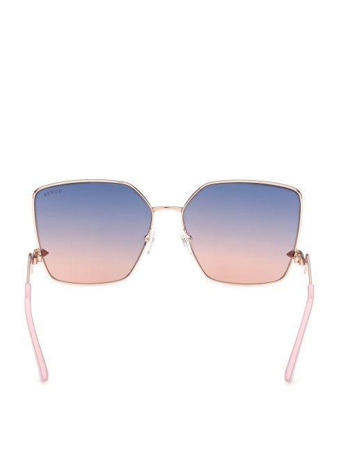 Lunettes De Soleil Carrées Surdimensionnées à Motif Zigzag Et Or Rose Brillant Et Dégradé