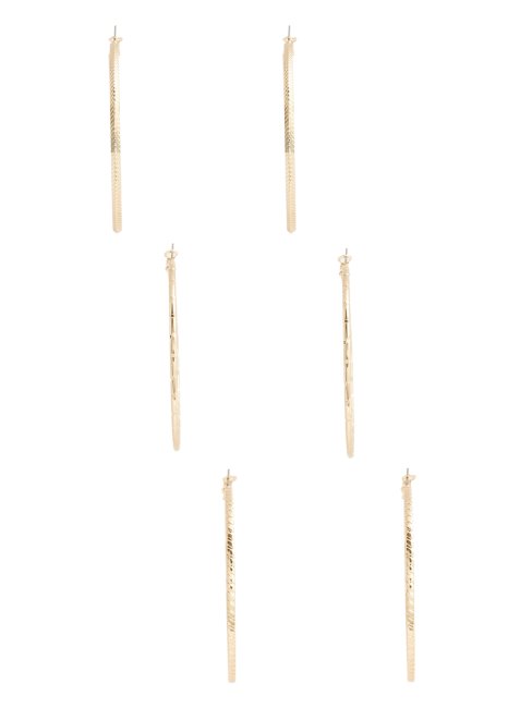 Guess Ensemble De Boucles D'oreilles Créoles Dorées Texturées Doré