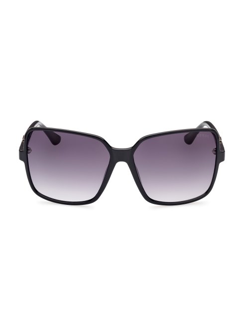 Lunettes De Soleil Oversize Argentées à Logo Carré Guess