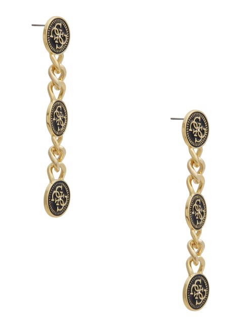 Guess Boucles D'oreilles Linéaires à Chaîne Logo Dorés Multi