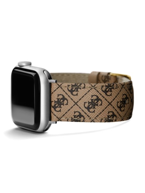 Bracelet Cuir Logo Marron Marron 38-40 Mm Pour Apple Watch Guess