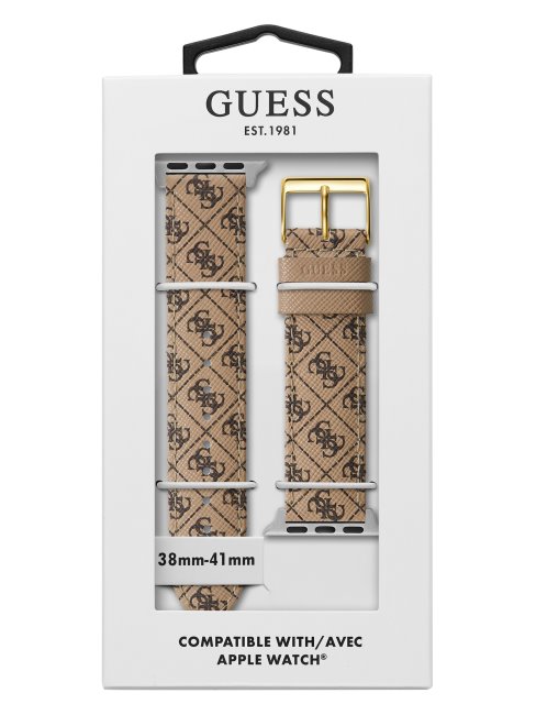 Bracelet Cuir Logo Marron Marron 38-40 Mm Pour Apple Watch Guess