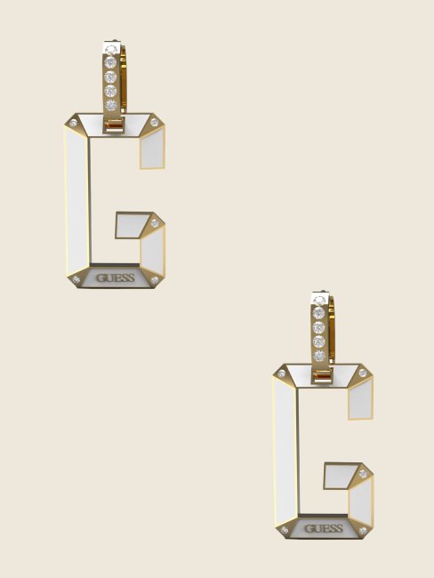 Boucles D'oreilles Créoles Huggie Dorées à Logo G Guess Gold