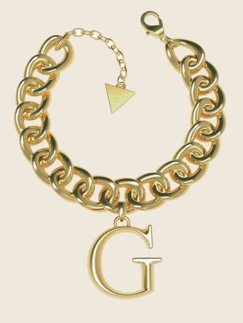 Bracelet Chaîne Gourmette Logo G Doré Logo Guess