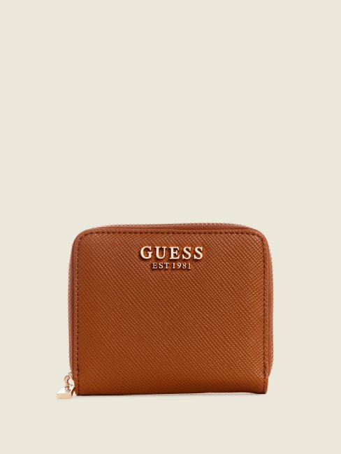 Guess Petit Portefeuille Zippé Cognac Laurel Léger