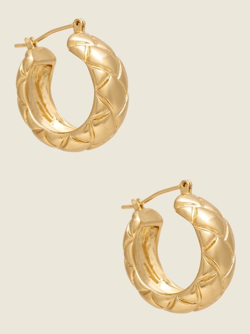 Boucles D'oreilles Créoles Texturées Dorées Guess Gold