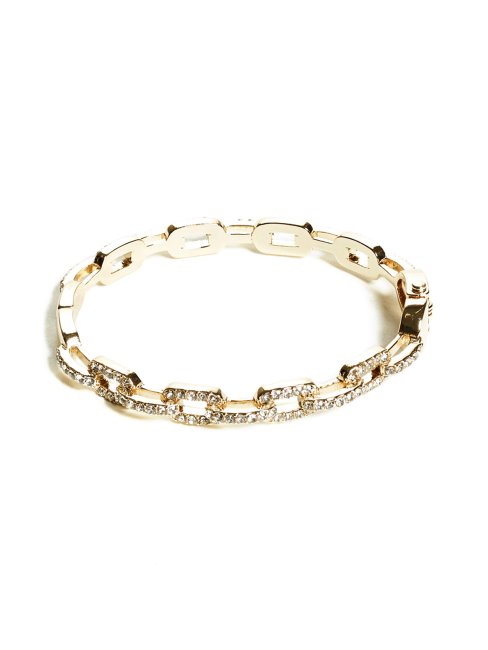Bracelet Jonc à Maillons Dorés Strass Guess