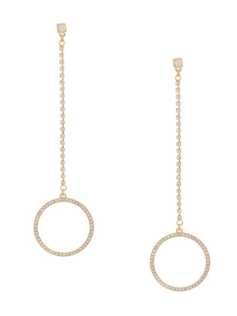 Boucles D'oreilles Linéaires Cercle Pavé De Strass Or Suppose