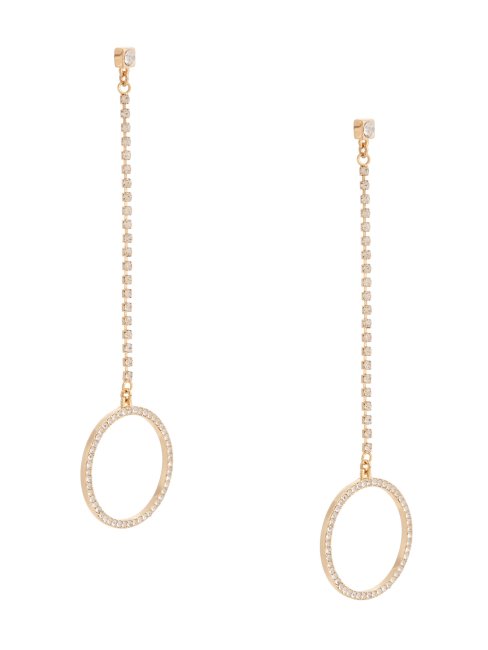 Boucles D'oreilles Linéaires Cercle Pavé De Strass Or Suppose