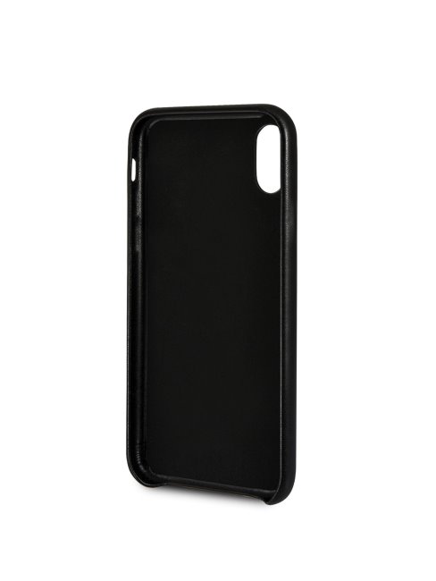 Coque Iphone X Logo Simili Cuir Noir Guess