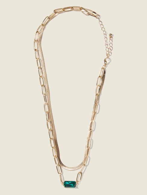 Collier à Chaînes Mixtes Superposées En Métal Doré Guess Gold