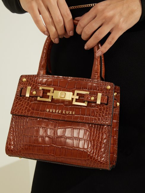 Mini Cartable En Cuir Cristina Cognac Guess