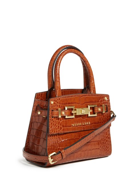 Mini Cartable En Cuir Cristina Cognac Guess