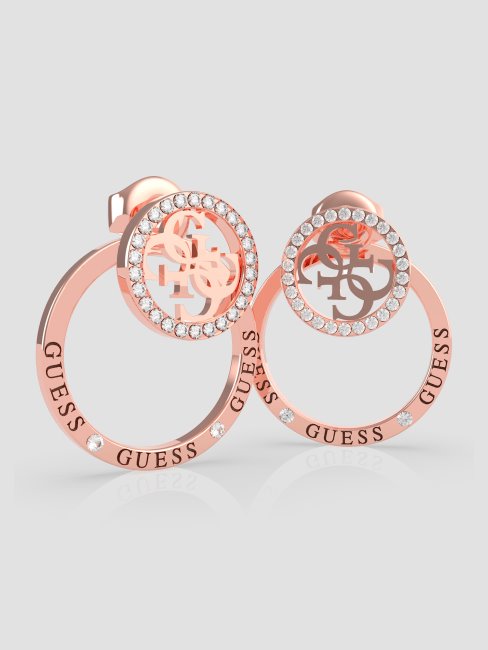 Boucles D'oreilles Guess Rg En Métal Doré Rose Pavé De Cercles