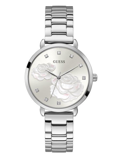 Montre Analogique Guess Argentée à Cristaux Roses Multi