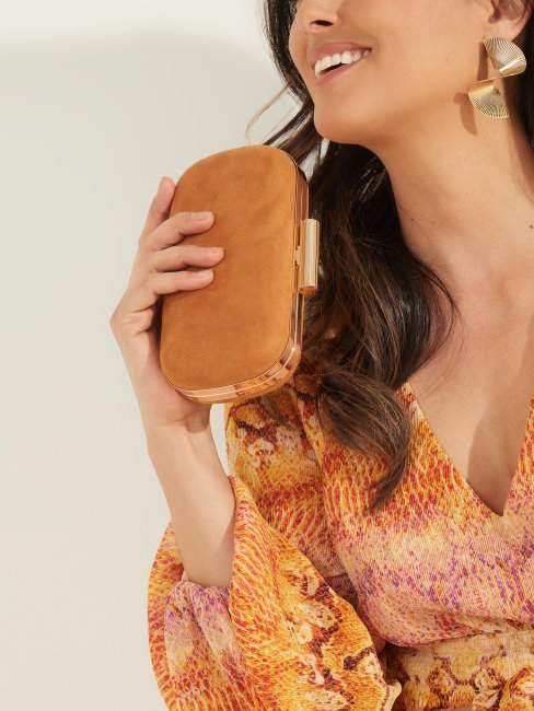 Pochette En Cuir Suédé Guess Cognac