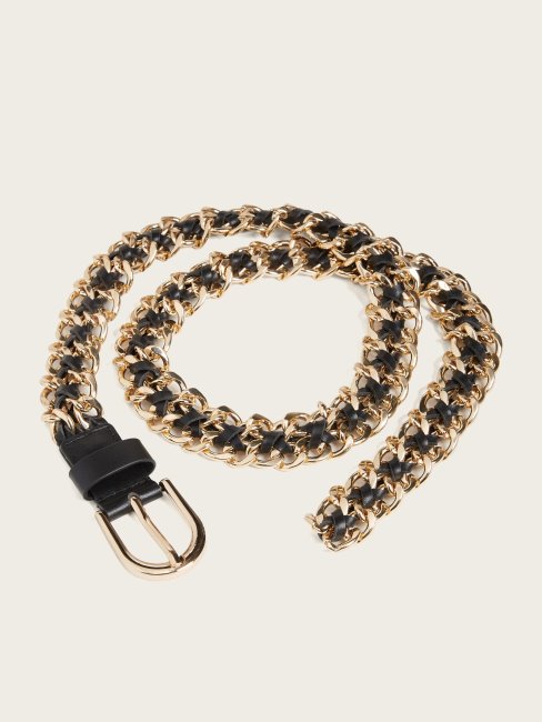 Ceinture à Patte Chaîne Mixte Noire Guess
