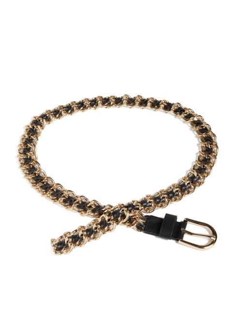 Ceinture à Patte Chaîne Mixte Noire Guess