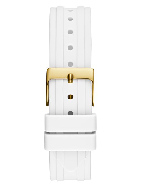 Montre Multifonction En Silicone Doré Et Blanc Guess Multi