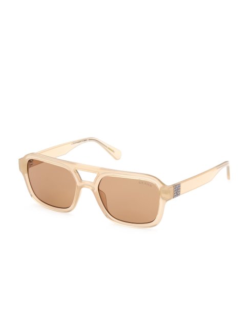 Guess Originals Lunettes De Soleil Aviateur Beige Brillant/marron