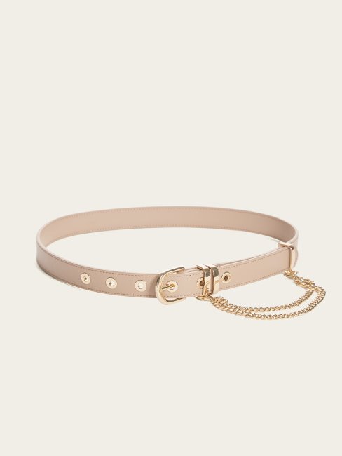 Ceinture En Cuir Et Chaine Natural Guess