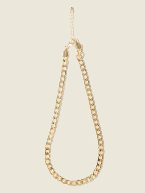 Guess Collier Chaîne Gourmette En Plaqué Or 14 Carats Ou