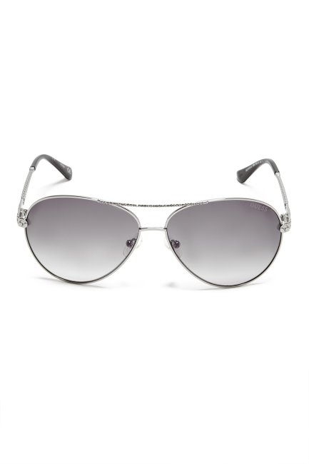 Guess Lunettes De Soleil Aviateur Argent Catherine Strass