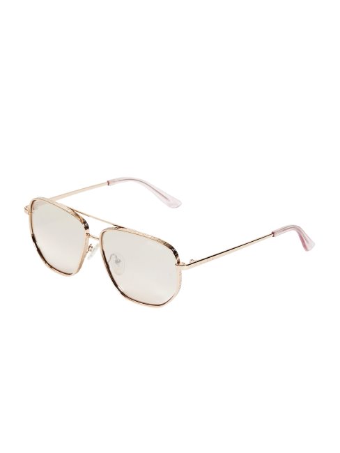 Lunettes De Soleil Aviateur Kelly Or Rose Brillant/bordeaux Guess