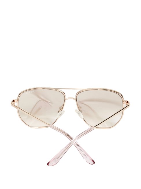 Lunettes De Soleil Aviateur Kelly Or Rose Brillant/bordeaux Guess