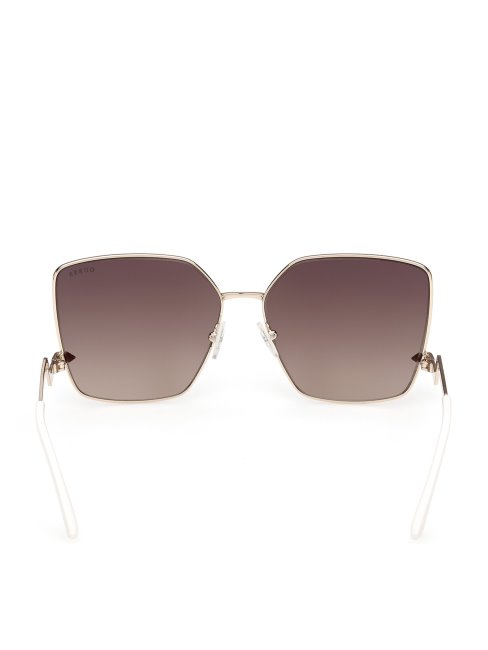 Lunettes De Soleil Carrées Oversize à Zigzag Dorées Avec Branche Tortue Guess