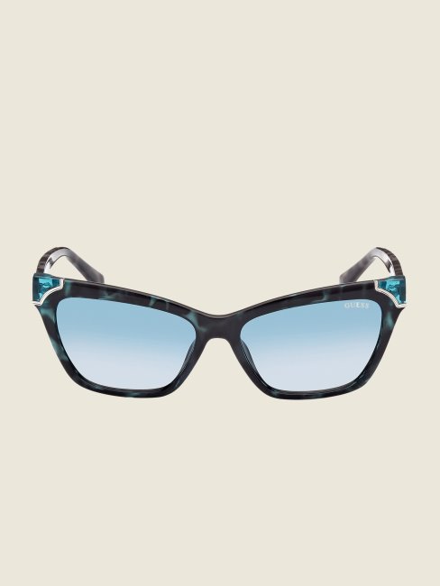 Lunettes De Soleil Carrées Plastique Bleu Tortue Guess