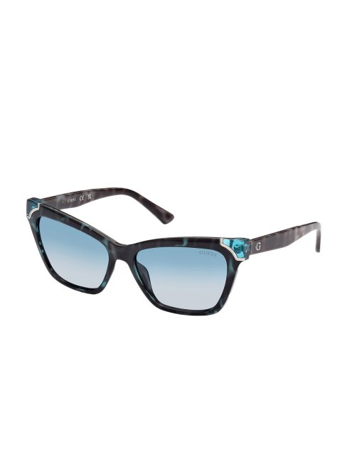 Lunettes De Soleil Carrées Plastique Bleu Tortue Guess