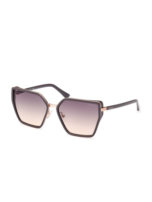 Lunettes De Soleil Carrées En Métal Et émail Gris Guess