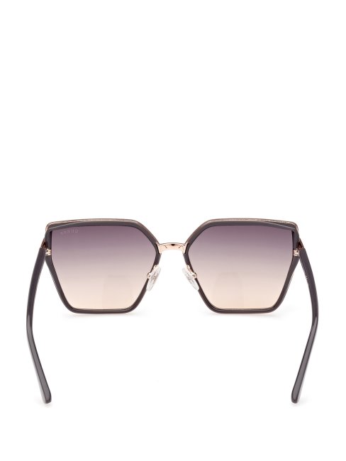 Lunettes De Soleil Carrées En Métal Et émail Gris Guess