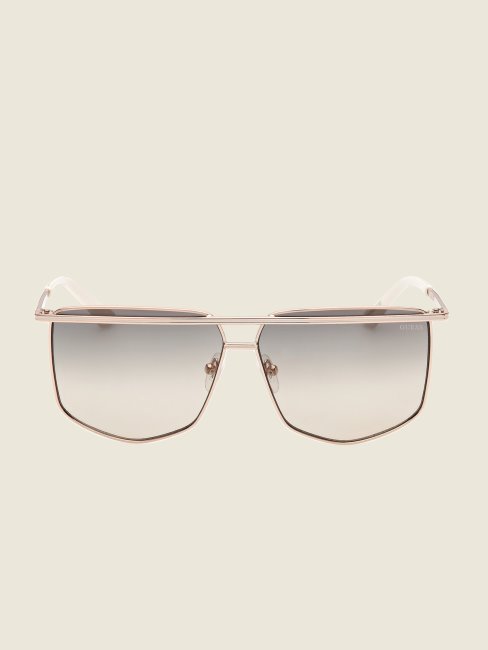 Lunettes De Soleil Géométriques à Barre Frontale En Métal Guess Noir