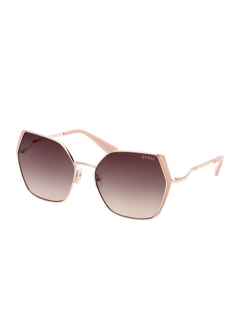 Guess Oversize Lunettes De Soleil Géométriques En Métal Or Rose