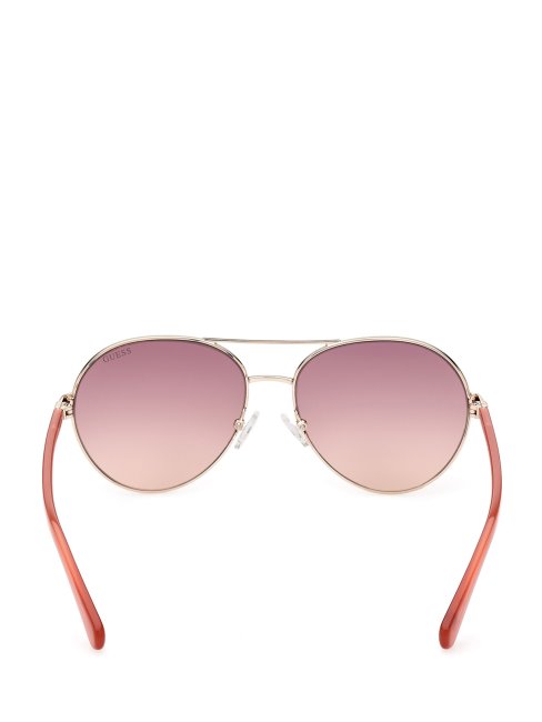 Lunettes De Soleil Aviateur Dorées Gold W/pink Guess