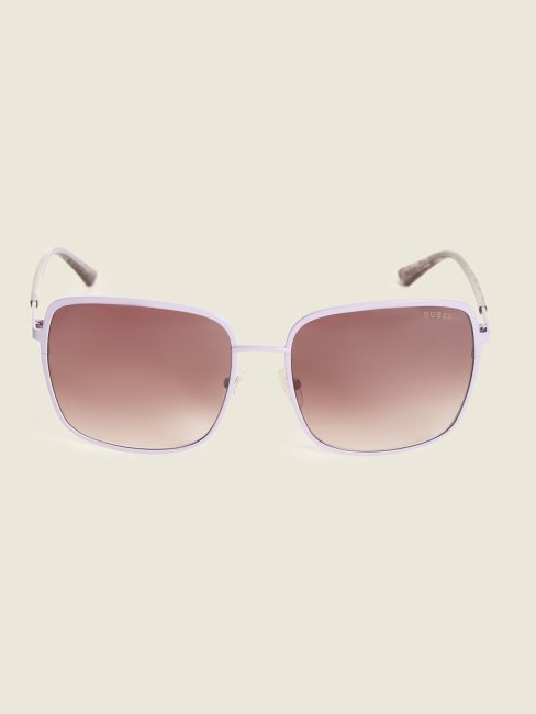 Lunettes De Soleil Carrées En Métal Oversize Violet Guess