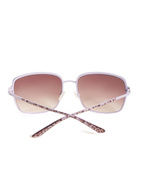 Lunettes De Soleil Carrées En Métal Oversize Violet Guess