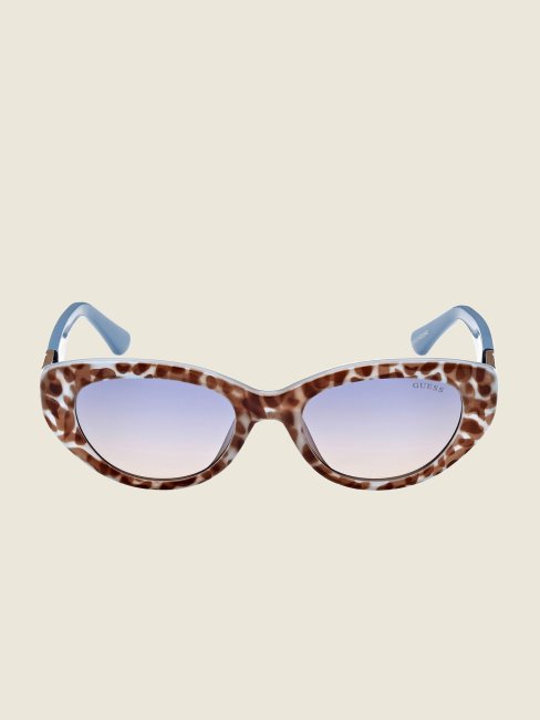 Lunettes De Soleil œil-de-chat En Plastique Coloré Bleu/autre/dégradé Blu Guess