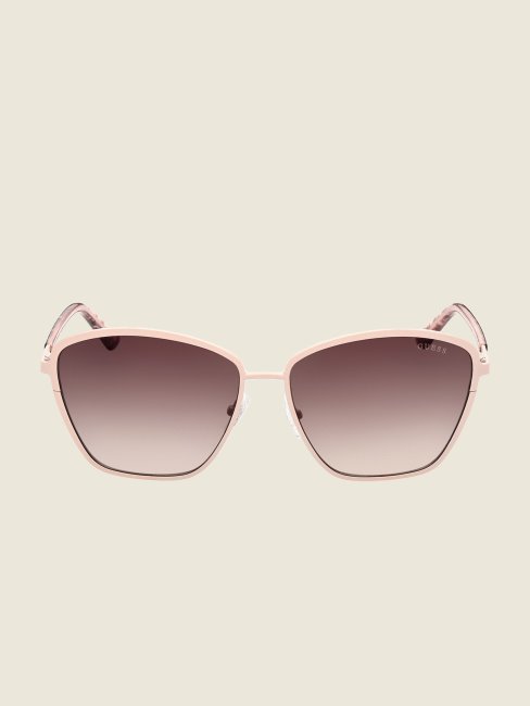 Lunettes De Soleil œil-de-chat Oversize En Métal Nude Guess
