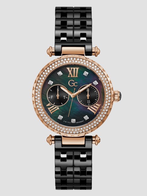 Montre Analogique Nacre Noire Et Céramique Guess Multi