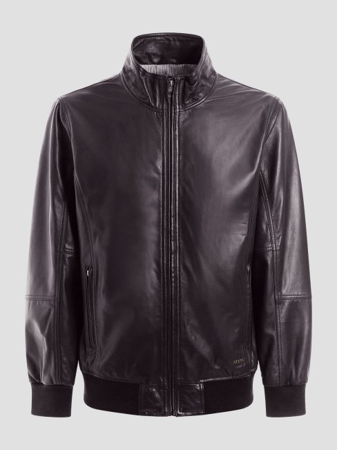 Veste En Cuir Souple Guess Marron écorce
