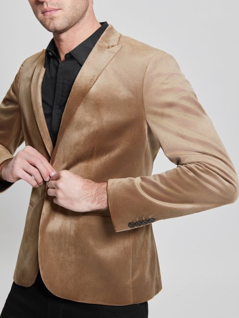 Guess Champagne Multi Blazer En Velours Fulham