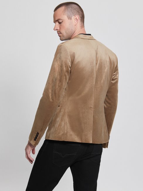 Guess Champagne Multi Blazer En Velours Fulham