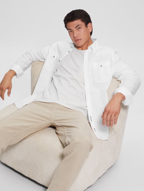 Chemise Pur Coton Traité Blanc Guess