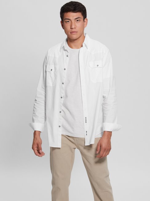Chemise Pur Coton Traité Blanc Guess