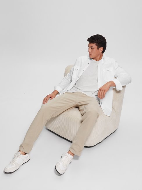 Chemise Pur Coton Traité Blanc Guess