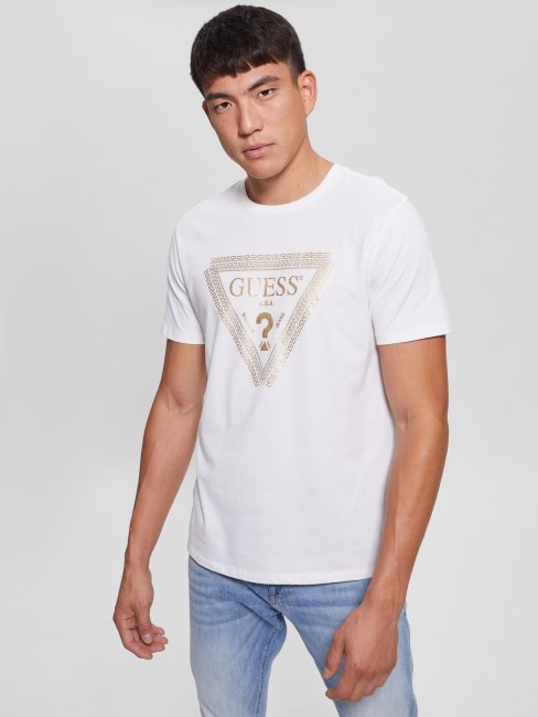 Tee Shirt Chaine Logo Blanc Pur Guess